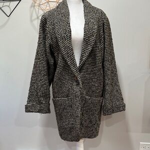 Doncaster Brown and Black and White Tweed Overcoat Vintage Size 10